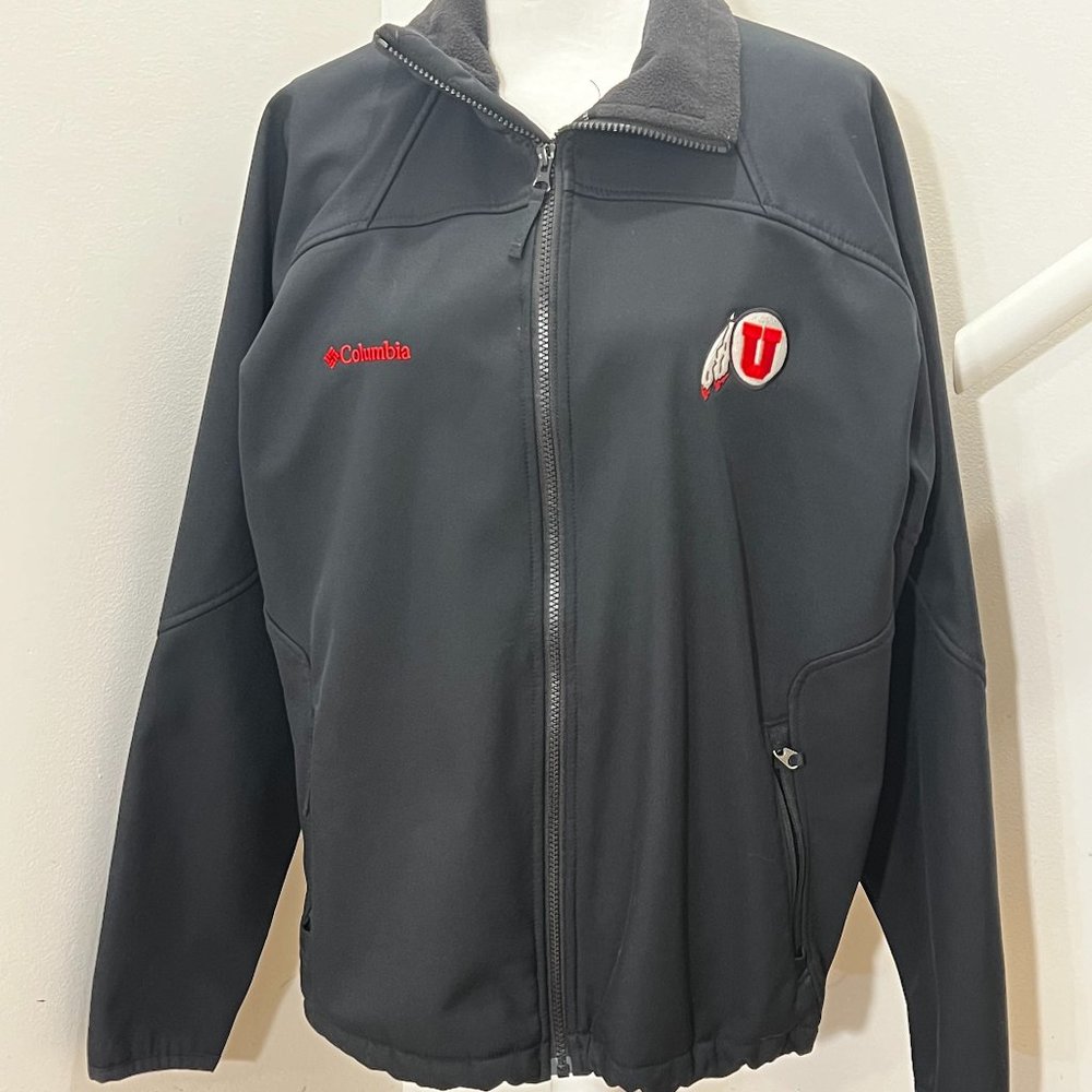 Men's Columbia Utah Utes Size Large Black Water Resistant Coat Jacket